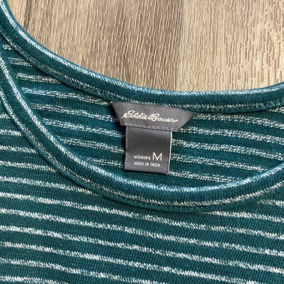 Eddie Bauer Green Striped Tank Top Women's Medium - Picture 2 of 5